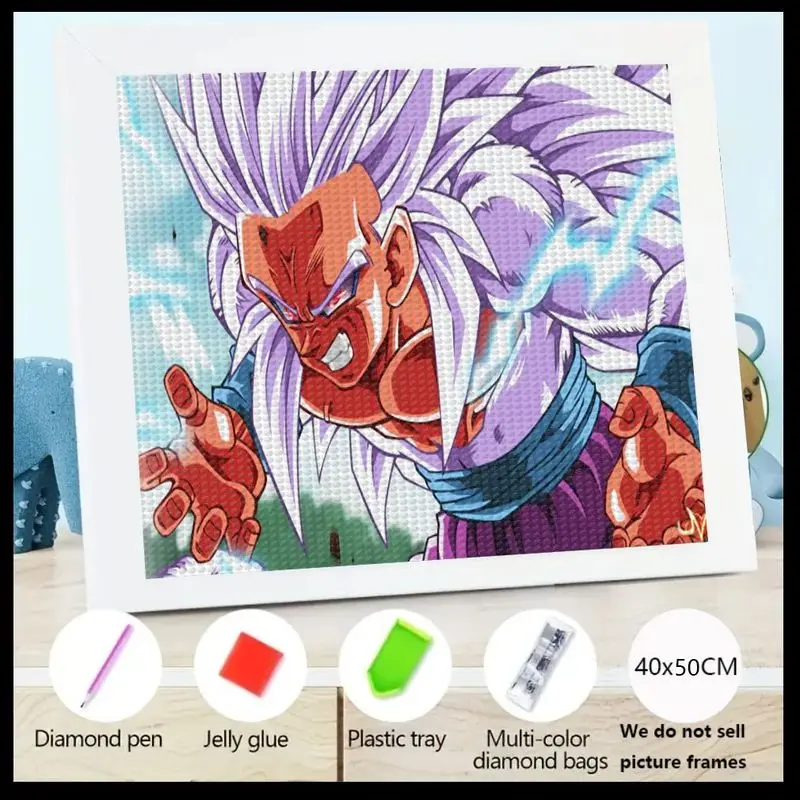 

1 шт. 5D Полный дрель DIY Набор для алмазной живописи, Epic Dragon Ball Z Super Saiyan Gohan Аниме Манга Арт, Круглый кристалл со стразами Эмб