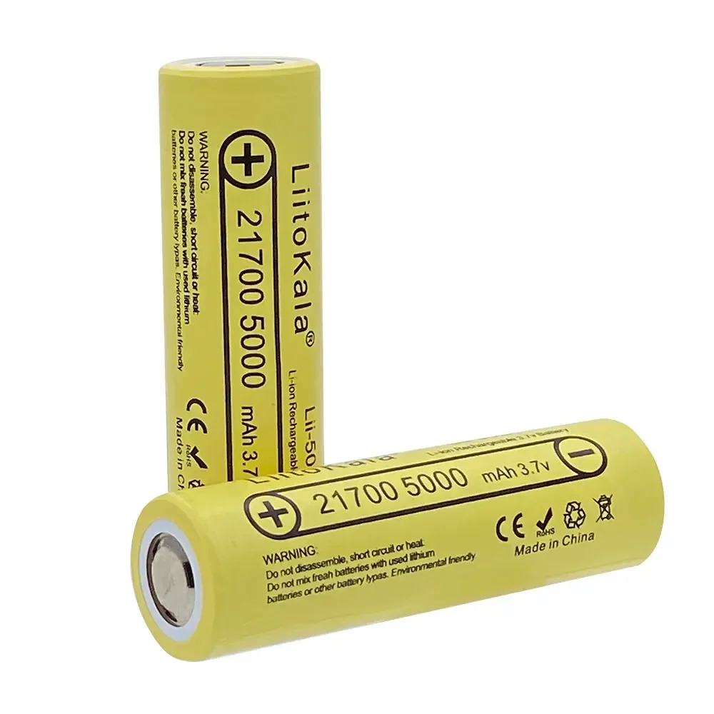 LiitoKala Lii-50E 3.7V 21700 5000mah Rechargeable Battery 5C Discharge High Power Batteries for Electronic Products, Flashlights