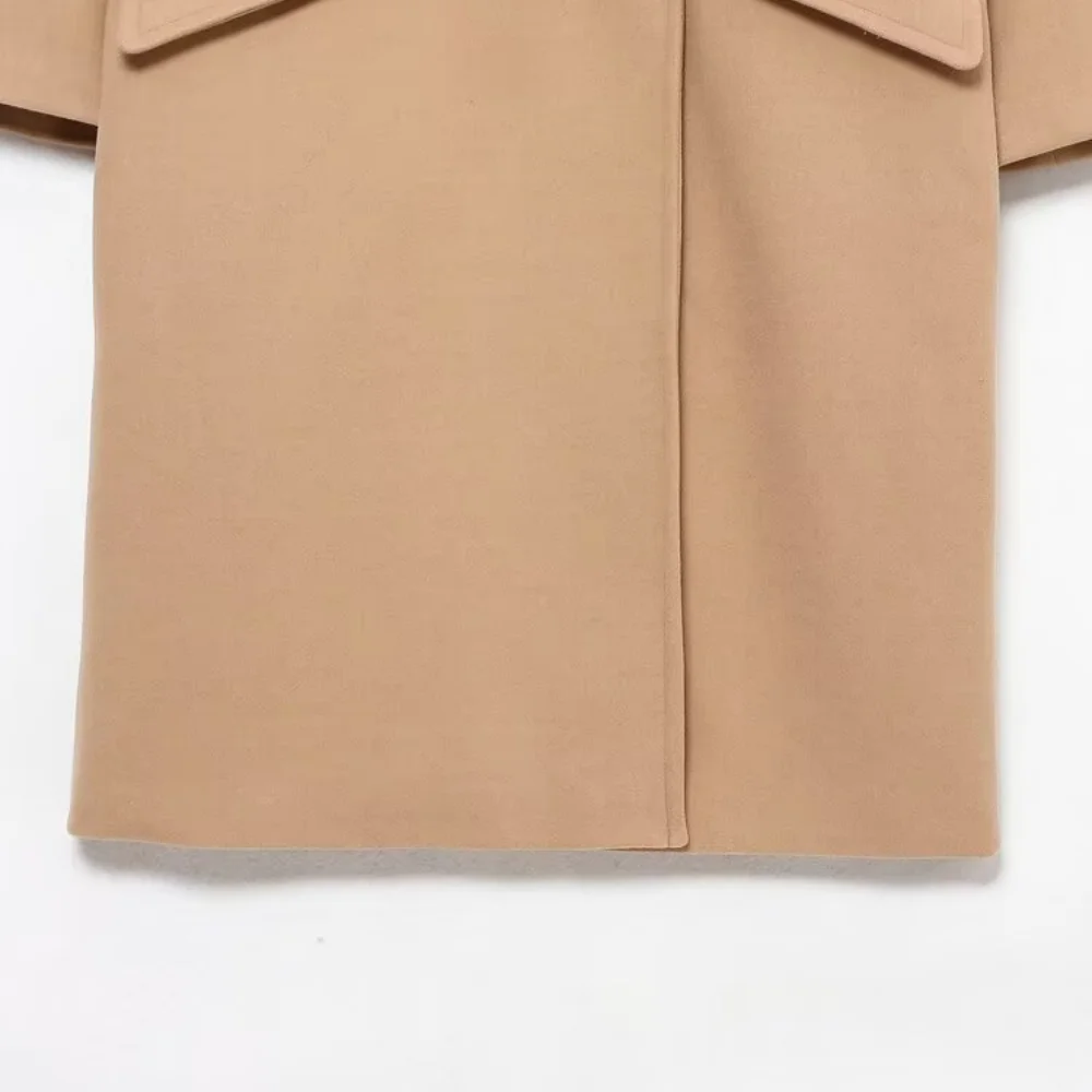 معطف نسائي فضفاض بياقة وأكمام طويلة وجيب بأزرار مزدوجة الصدر للخريف والشتاء معطف أنيق بنمط جديد #4