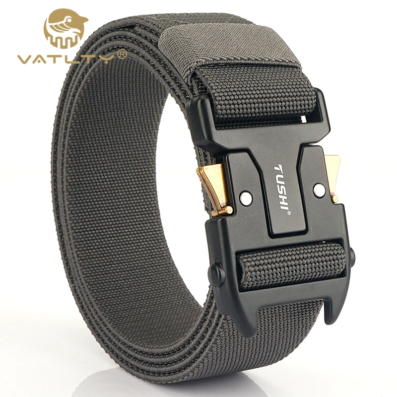 105cm to 125cm Men's Elastic Belt Matte Black Alloy Buckle Quick Release Tactical Belt Jeans Girdle Male Military Equipment