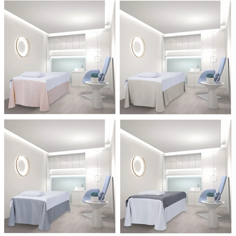 Solid Massage Bed Cover, BedSkirt for Beauty Salon, Massage Salon Sheet, Skin-Friendly SPA Therapy Bed,Full Cover with Hole