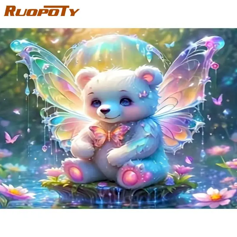 

RUOPOTY Diamond Painting Kit Original Gifts Diy Idea Bear Full Round Paint With Diamonds Home Decor Gift Crafts Diy Kits
