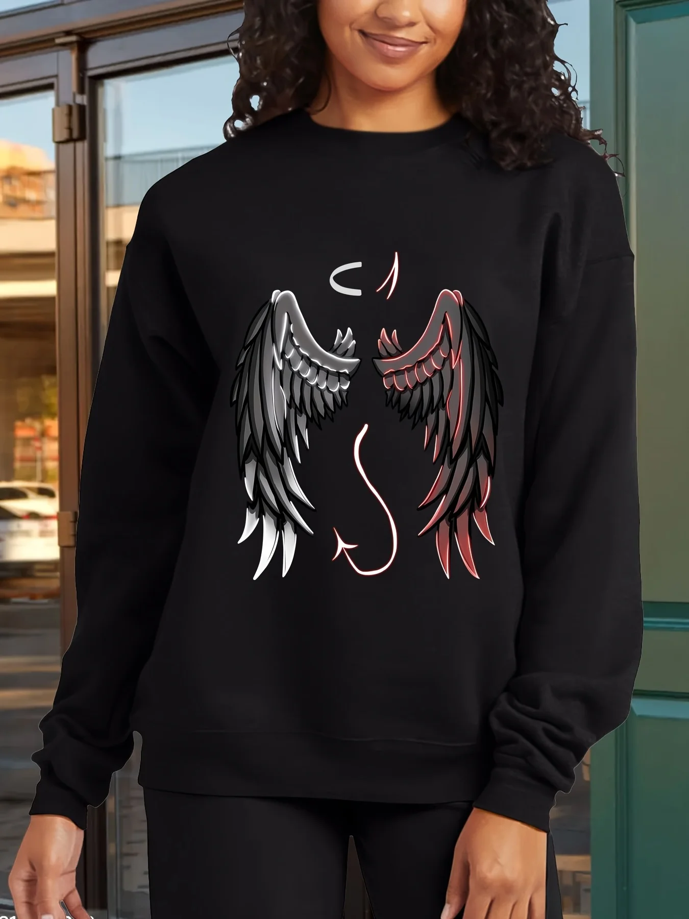 

Wings Graphic Printing Autumn and Winter Pure Cotton Men's and Women's Sweatshirts Outdoor Sports and Leisure Fashion Trend