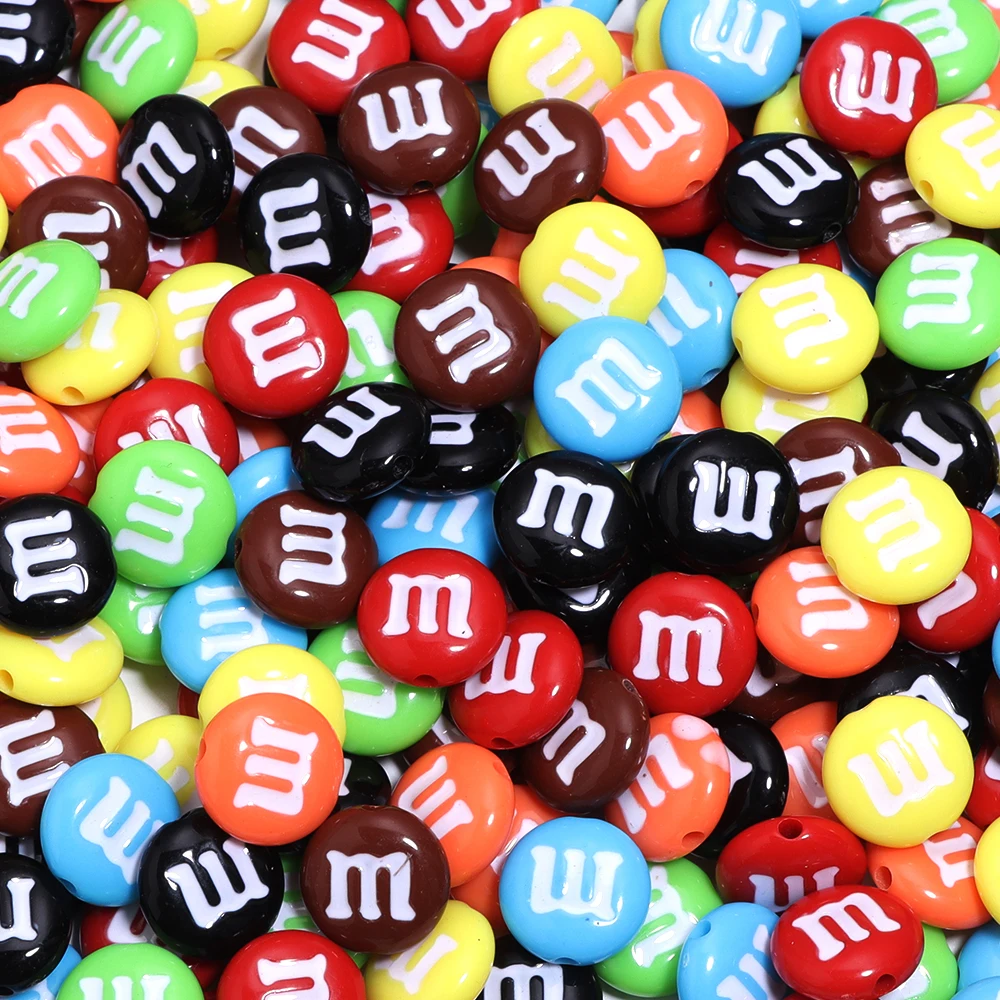 20Pcs/Lot 14cm Flat Round Acrylic Beads M Letter Beads Loose Spacer Beads For DIY Craft Ornament Making Clothing Finding Accesso