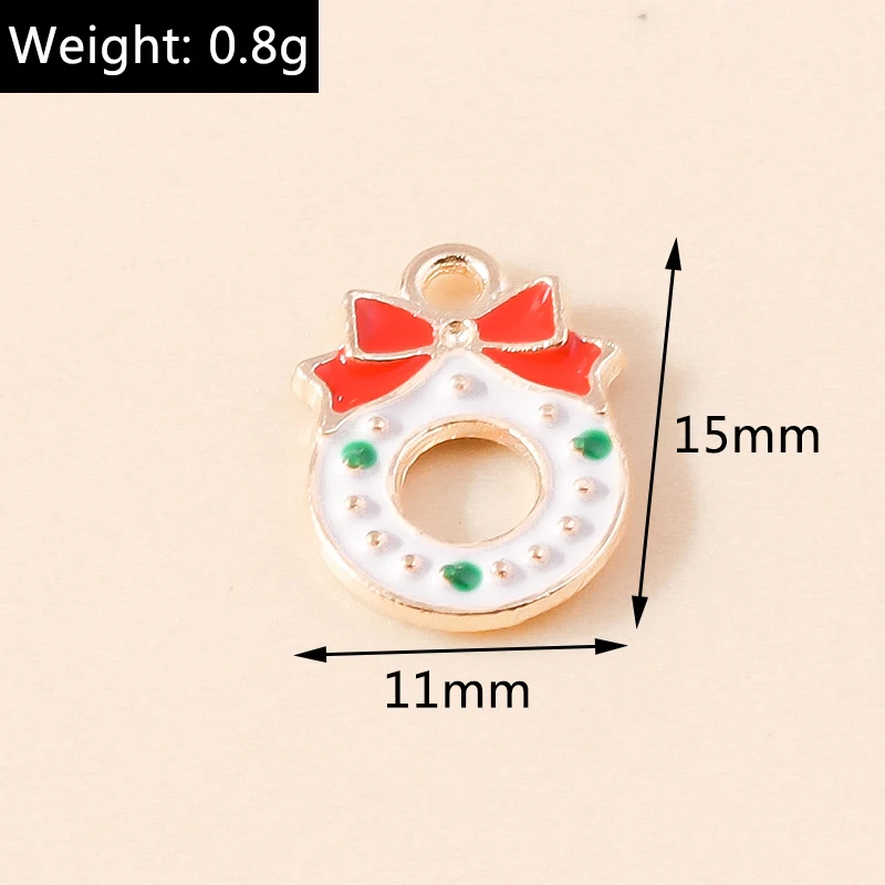 Leslie 10 Stück Niedliche Emaille-Weihnachtskranz-Anhänger für Ohrringe Halsketten Weihnachtsgeschenke DIY Schmuckherstellung Zubehör – Detail 1