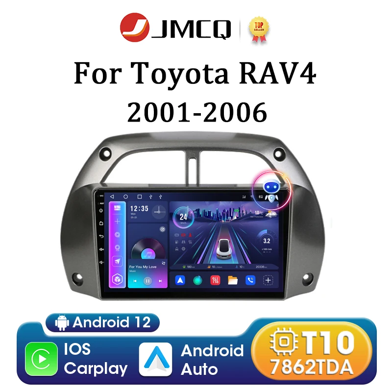 

JMCQ 9" 2 Din Android 12 Car Radio For Toyota RAV4 Rav 4 2001-2006 Multimedia Player Navigation 4G Carplay Head Unit Stereo