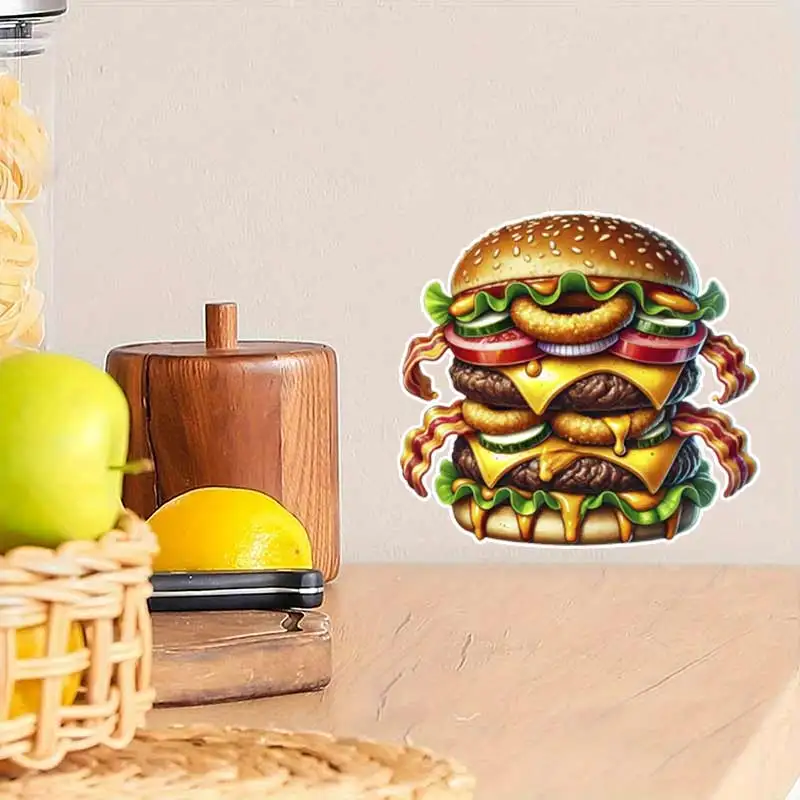 Tasty Hamburger Food Art Wall Stickers Kitchen Decoration Dining Room Living Room Cabinet Refrigerator Home Decoration M1320
