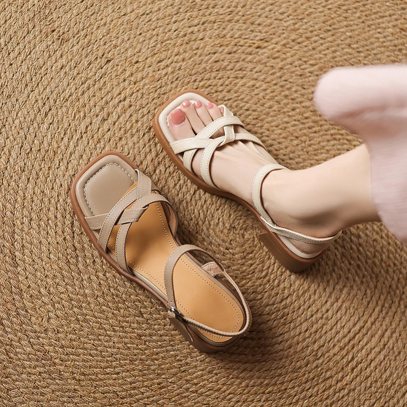 

Genuine Leather Sheepskin Narrow Band Braided T-Strap Heeled Sandals,Classic Women Pumps Summer Women Shoes Fashion High Heels