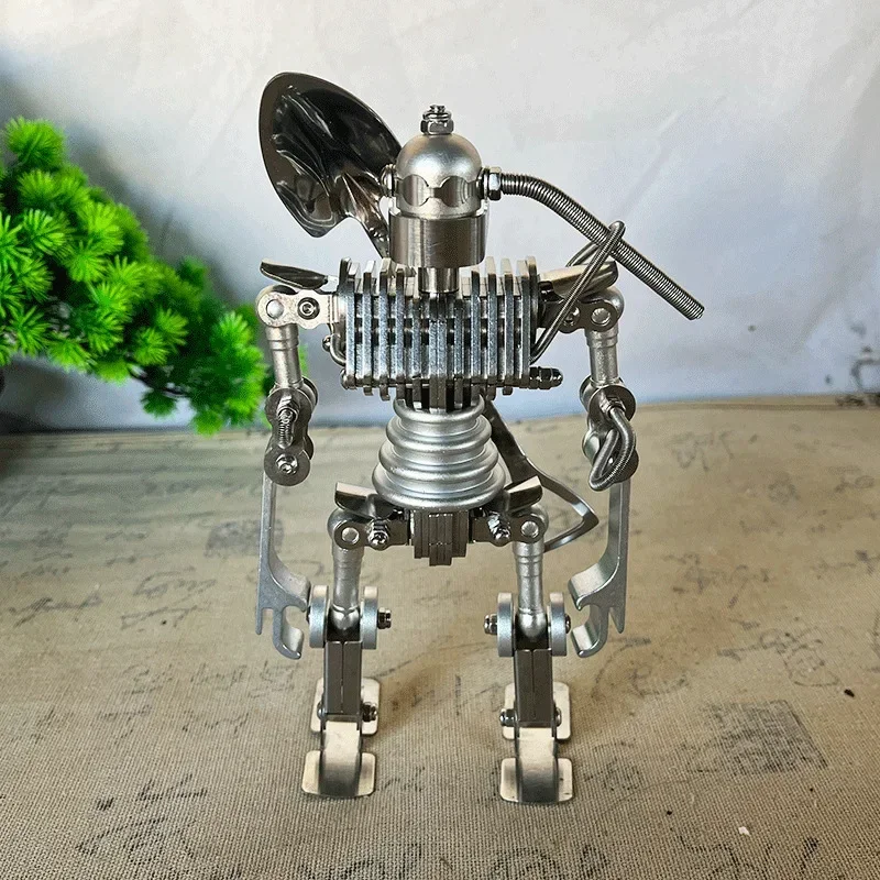 Metal robot model handicrafts handmade stainless steel hands and feet can move children's gift SMG robot holiday birthday gift