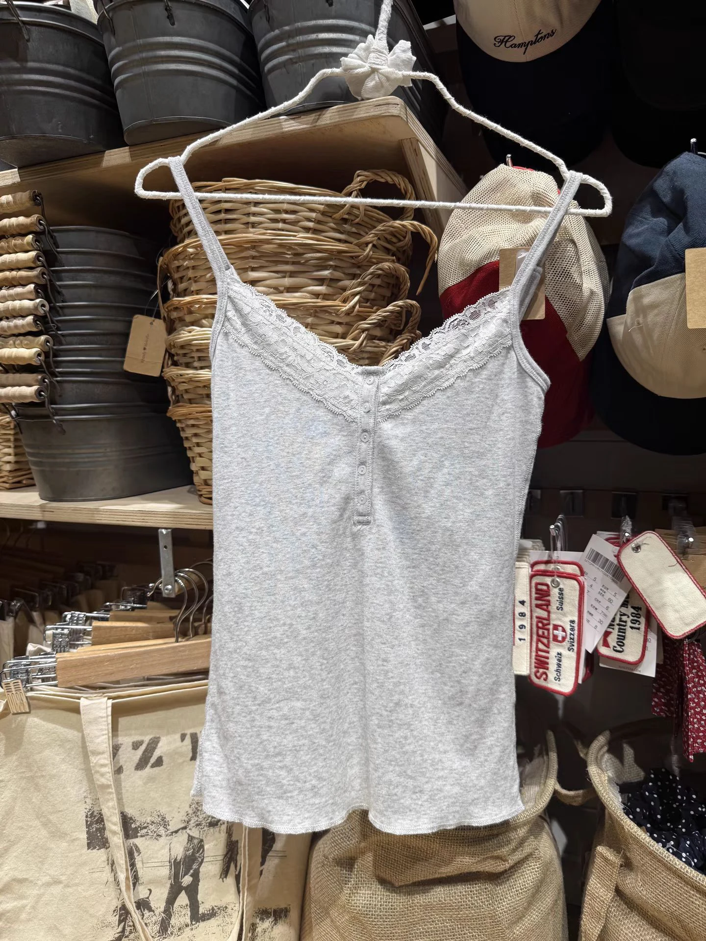 Lace Trim Cotton Basic Tank Top Woman Five Buttons Casual Simple Solid Camisole Summer Sweet All-match Preppy Style Camis Y2k