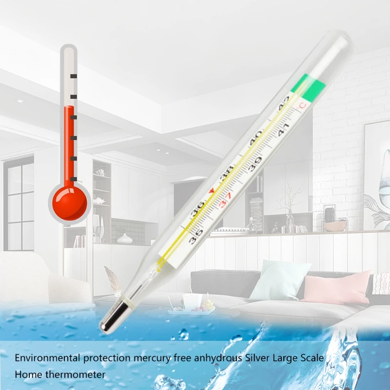 Armpit for mercury Free Thermometer Household Thermometers Temperature Yellow Glass Easy Read Large Screen English Version