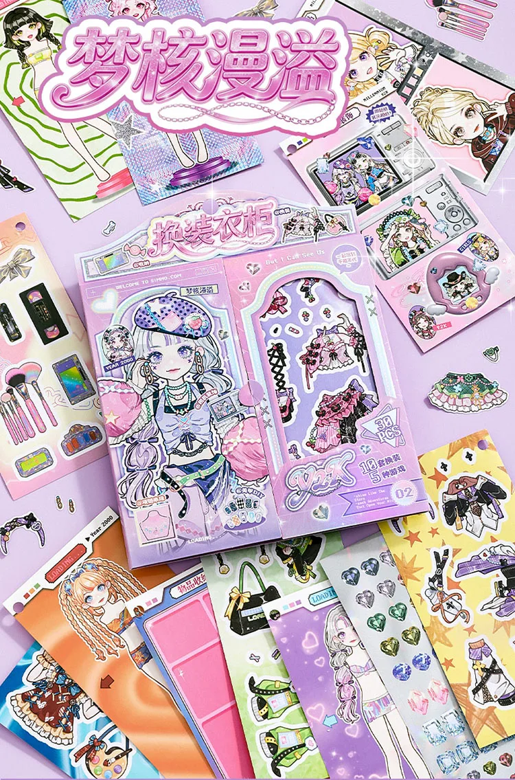 Journal GO 30 Stück Anziehpuppen-Aufkleber DIY Cartoon-Mädchen Kleiderwechsel Kawaii Spielzeug Kindergeburtstag Party Deko Geschenke – Detail 6
