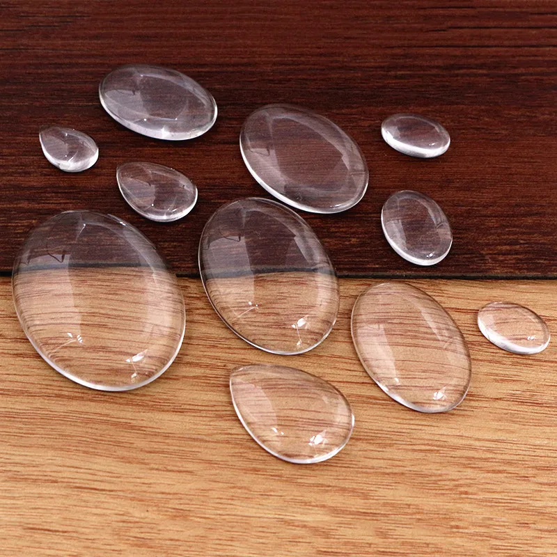 Upuść owalne przezroczyste szklane kaboszony dla majsterkowiczów tworzenia biżuterii 10x14mm 13x18mm 18x25mm 20x30mm 25x35mm 30x40mm