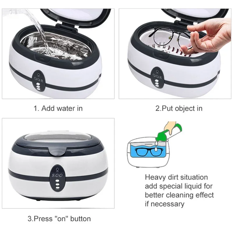 Ultrasonic Cleaner Ultra Sonic Bath Cleaner Mouth Guards Jewelry Watch Glasses Razor Dental Ultrasound Cleaning Machine Cleaner