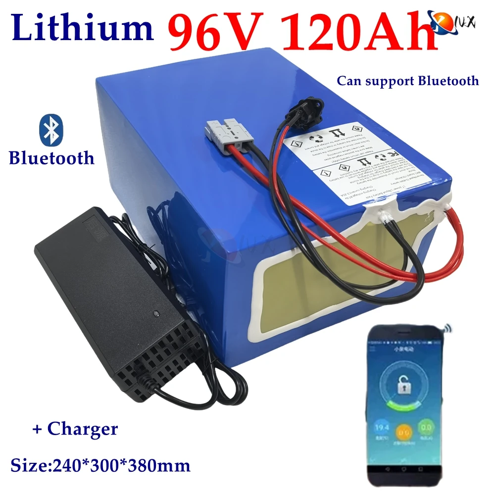 96v 120ah Lithium Ion Battery Li Ion Bluetooth BMS APP For 5000W Motor Robot Scooter Bike Motorcycle AGV Bike + 10A Charger