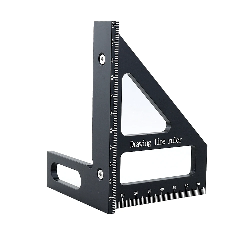 Precisão Alumínio Liga Miter Triângulo Régua, 3D Praça Transferidor, Multifuncional Ferramenta de Medição, 45 °, 90 °, Carpintaria