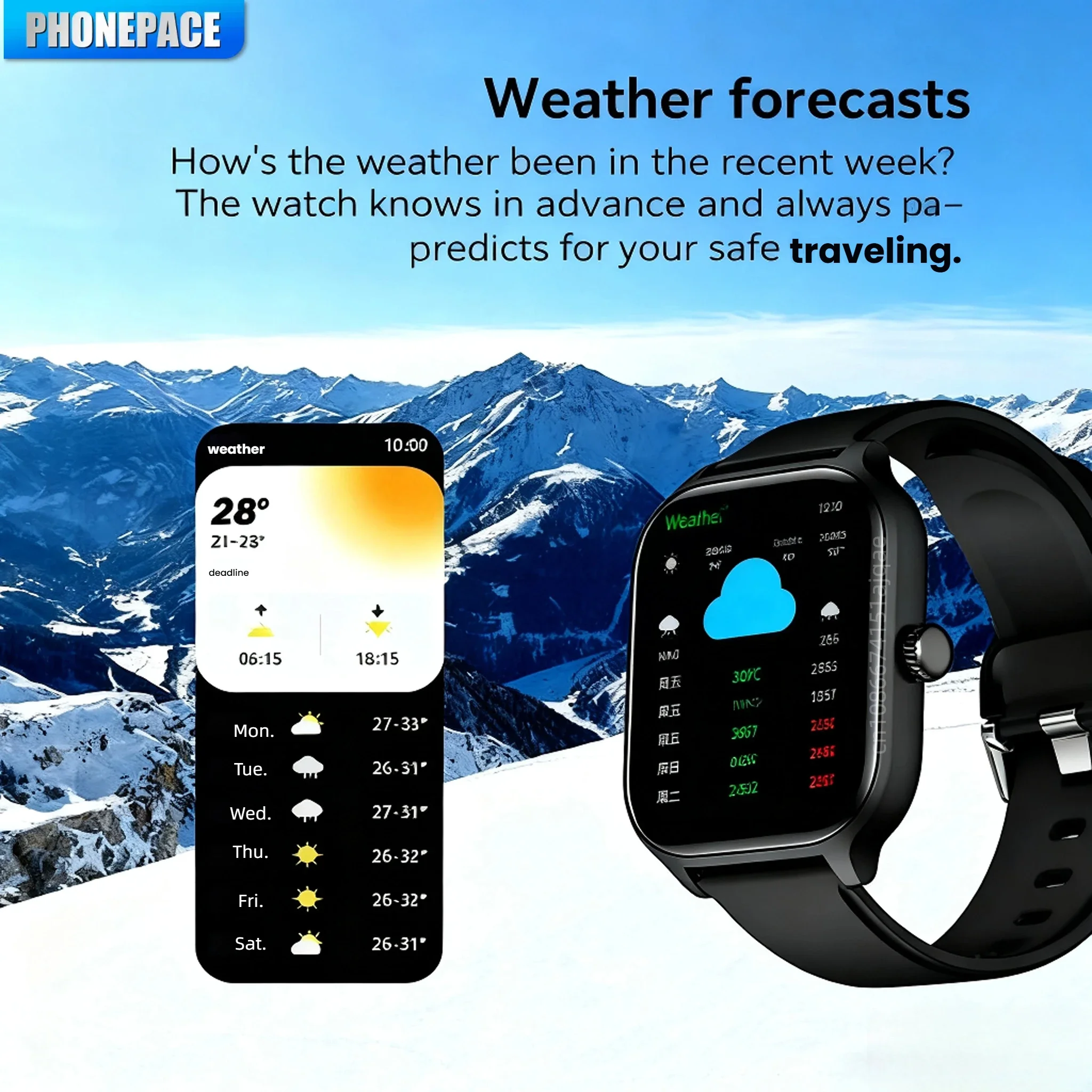 PHONEPACE H9 Intelligente Uhr Bluetooth Anruf Fernfotografie Schlafüberwachung Mehrere Sportmodi Herzfrequenz Blut