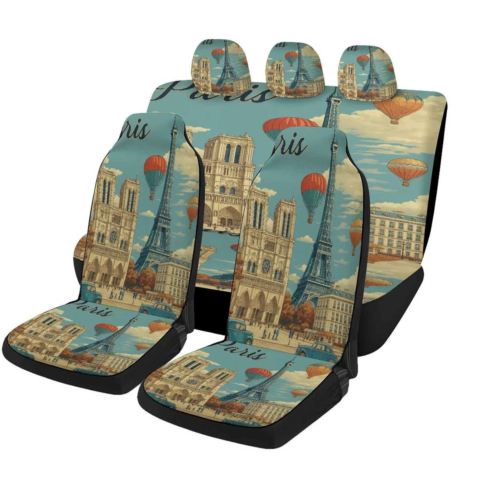 Set Of Car Covers Featuring A Romantic Eiffel Tower Design, Suitable For Various Vehicles. Stylish And Breathable, These Decorat