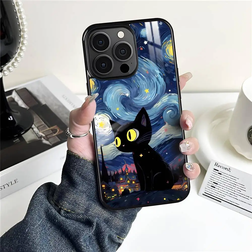 حافظة لهاتف آيفون 16 15 14 13 12 11 Pro Max Plus غطاء شحن لاسلكي صغير مغناطيسي Magsafe من Art Van G-Gogh