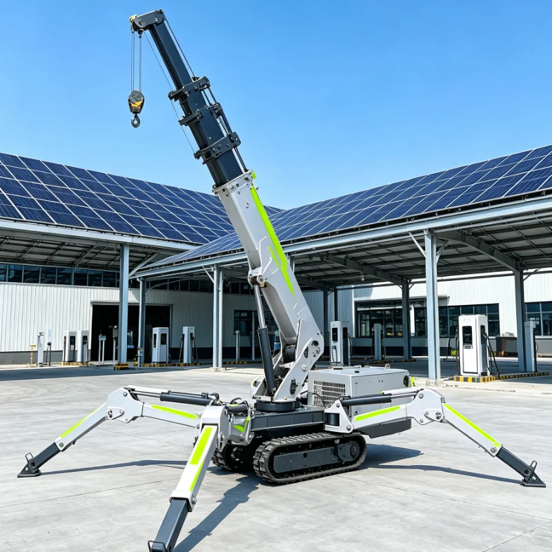 Curtain Wall Installation Electric Hydraulic Extendable Boom Telescopic Spider Crane Easy Maneuverability Stabilizer Leg
