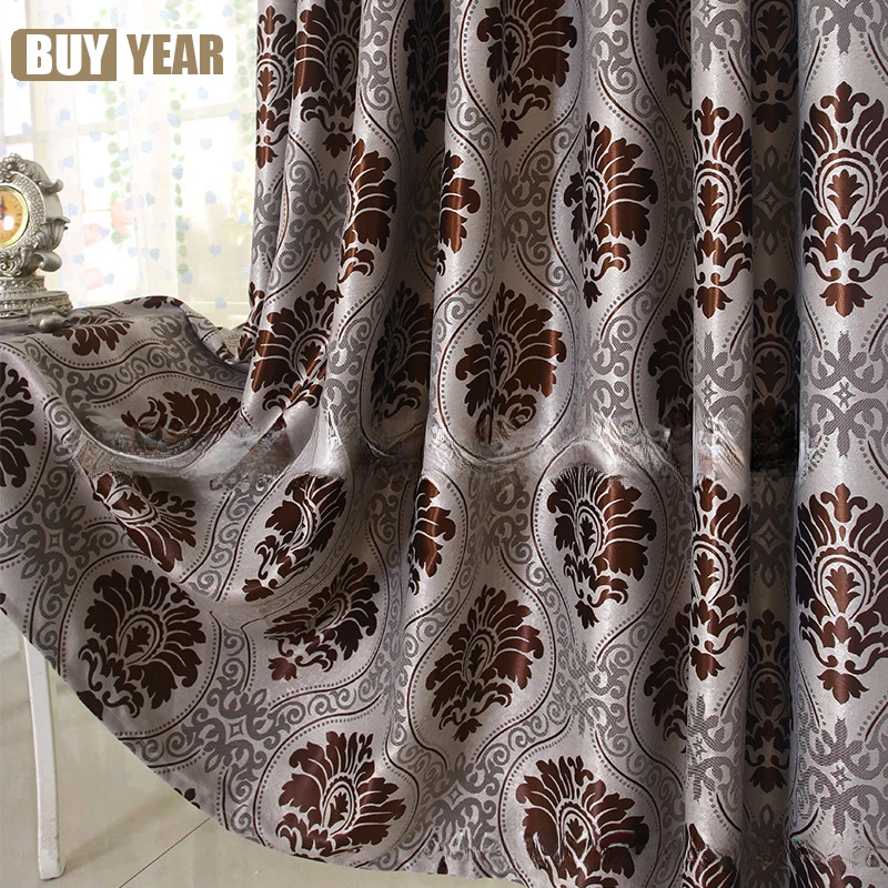 

Classic European Eight-flower Retro Jacquard Curtains for Living Dining Room Bedroom Fabric Blackout Cloth Customization