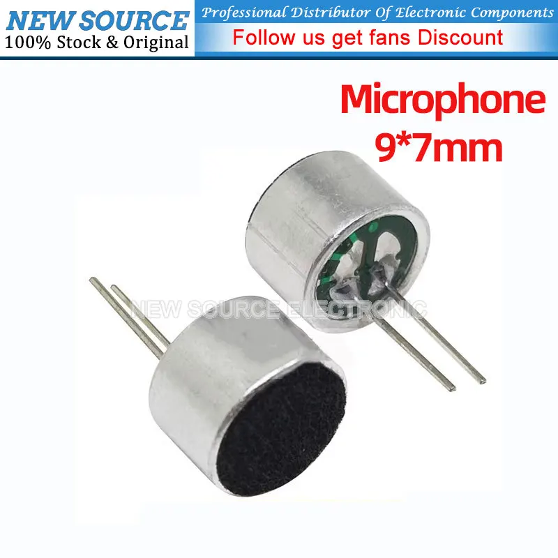 20Pcs/lot DIP Pin Microphone 9*7mm 9x7 Capacitive Electret Microphone Pickup MIC -50D