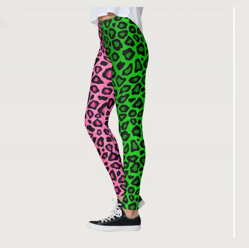 Sexy leopard print color matching print tight stretch elastic waist comfortable casual leggings for women spring/summer