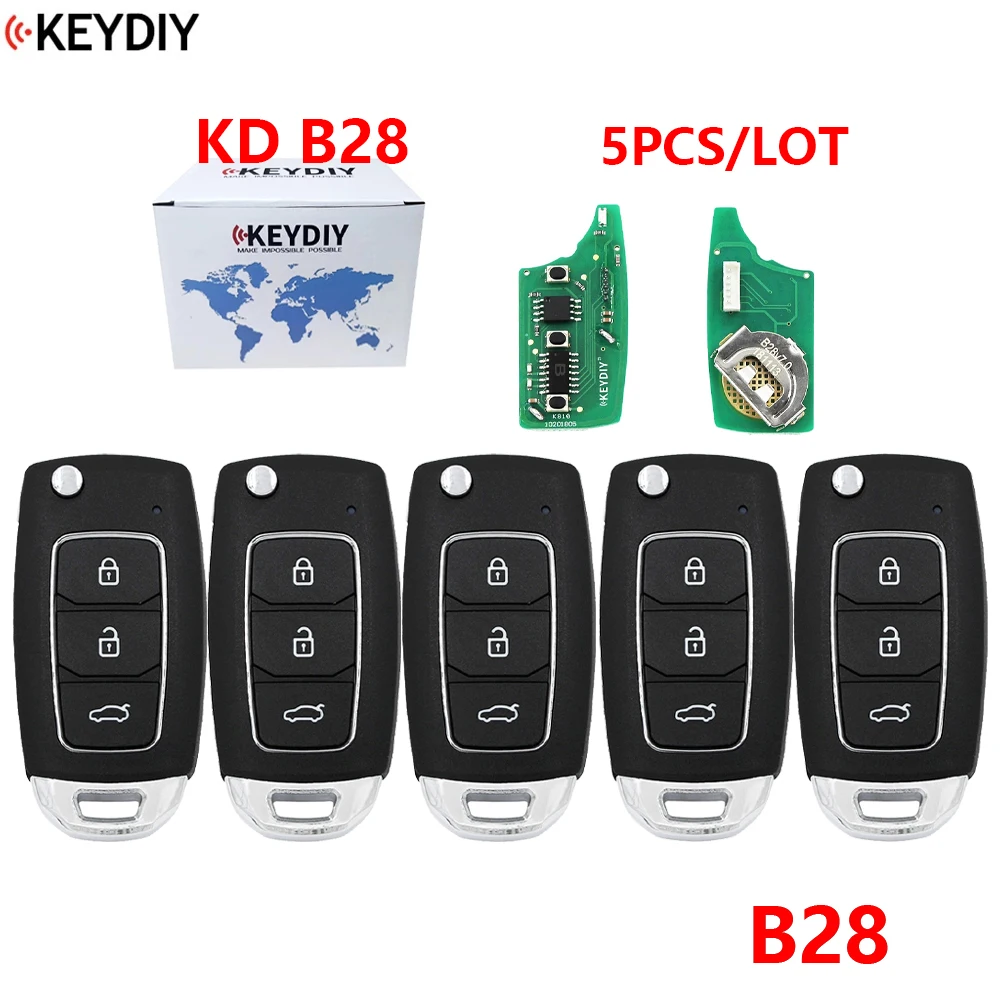 

5pcs/lot KEYDIY 2+1 Buttons Universal Remote Control Key B Series B28 for KD MINI KD900 KD200 KD900+,URG200 KD-X2