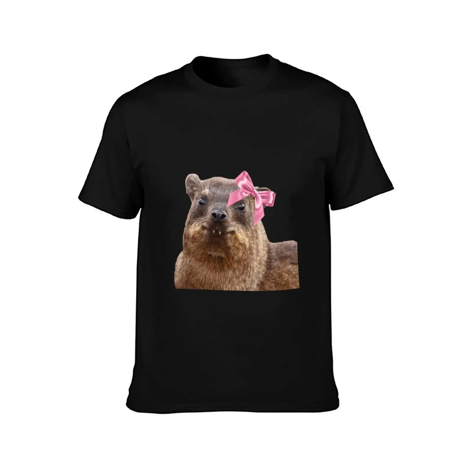 Cute rock hyrax wearing bow T-Shirt cheap stuff rapper graphic tees man t shirt graphic t shirts big and tall t shirts for men