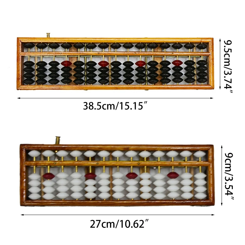 Chinese Abacus Calculator Traditional Wooden Abacus with Reset Button Kid Counting Toy for Student Teacher Math Teaching