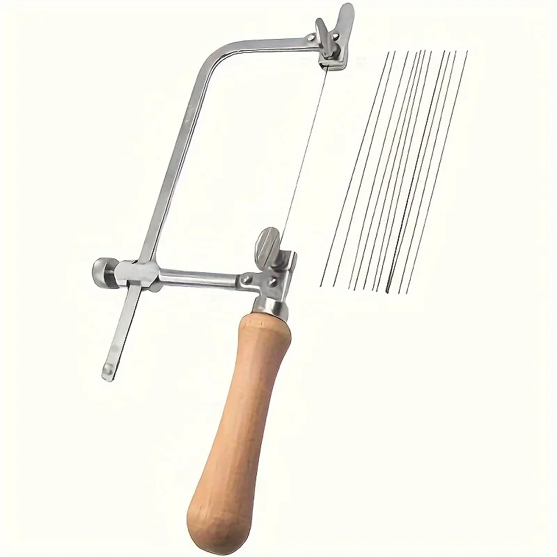 13-in-1 Professionelles Schmucksägen-Set: Handsäge, Holzbearbeitungs-Bandsäge, Verstellbarer Sägenrahmen und 12 Sägeblätter. – Detail 10