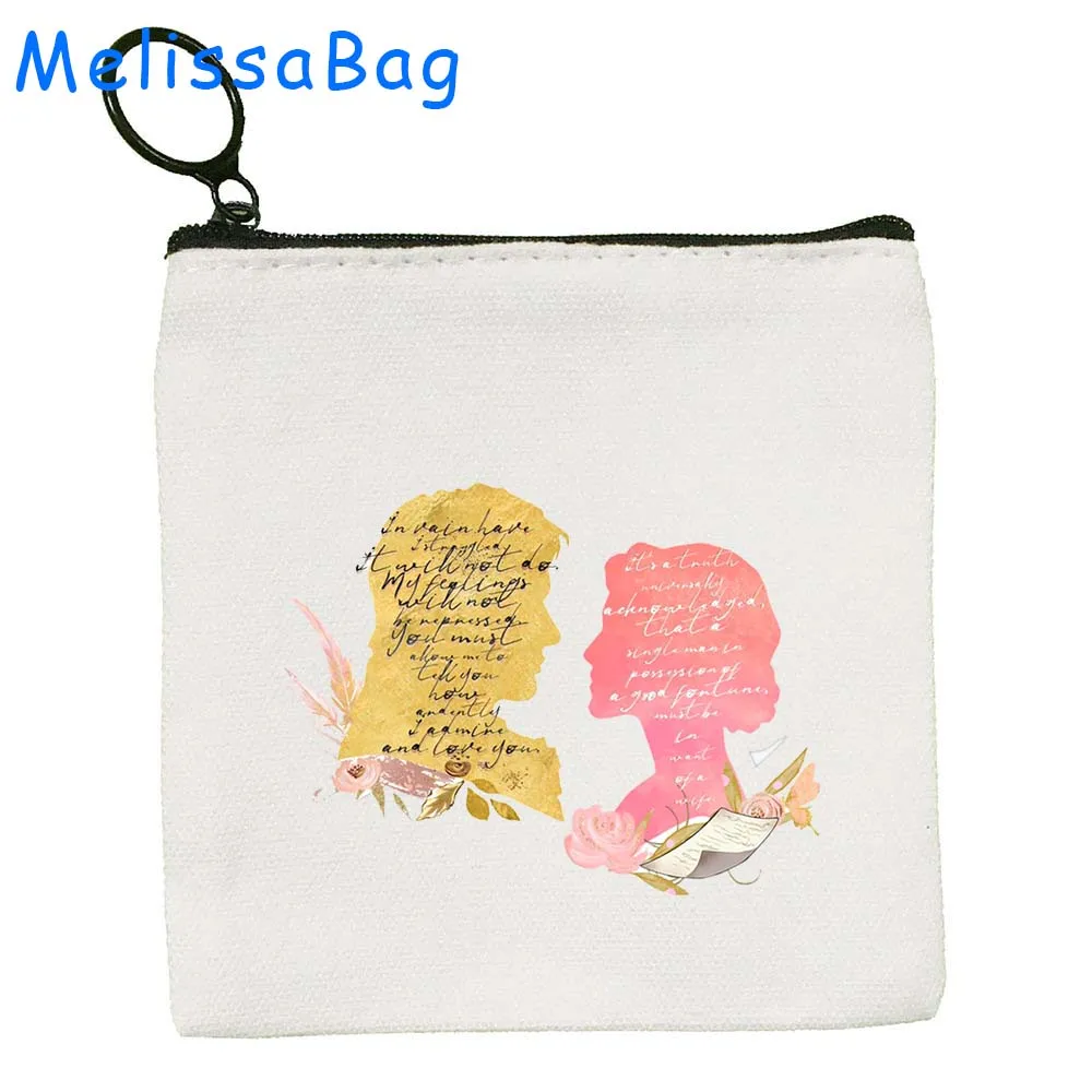 Movie Poster Pride and Prejudice Fan Gifts Elizabeth and Darcy Book Cartoon Canvas Coin Purse Key Case Bags Wallet Zipper Pouch