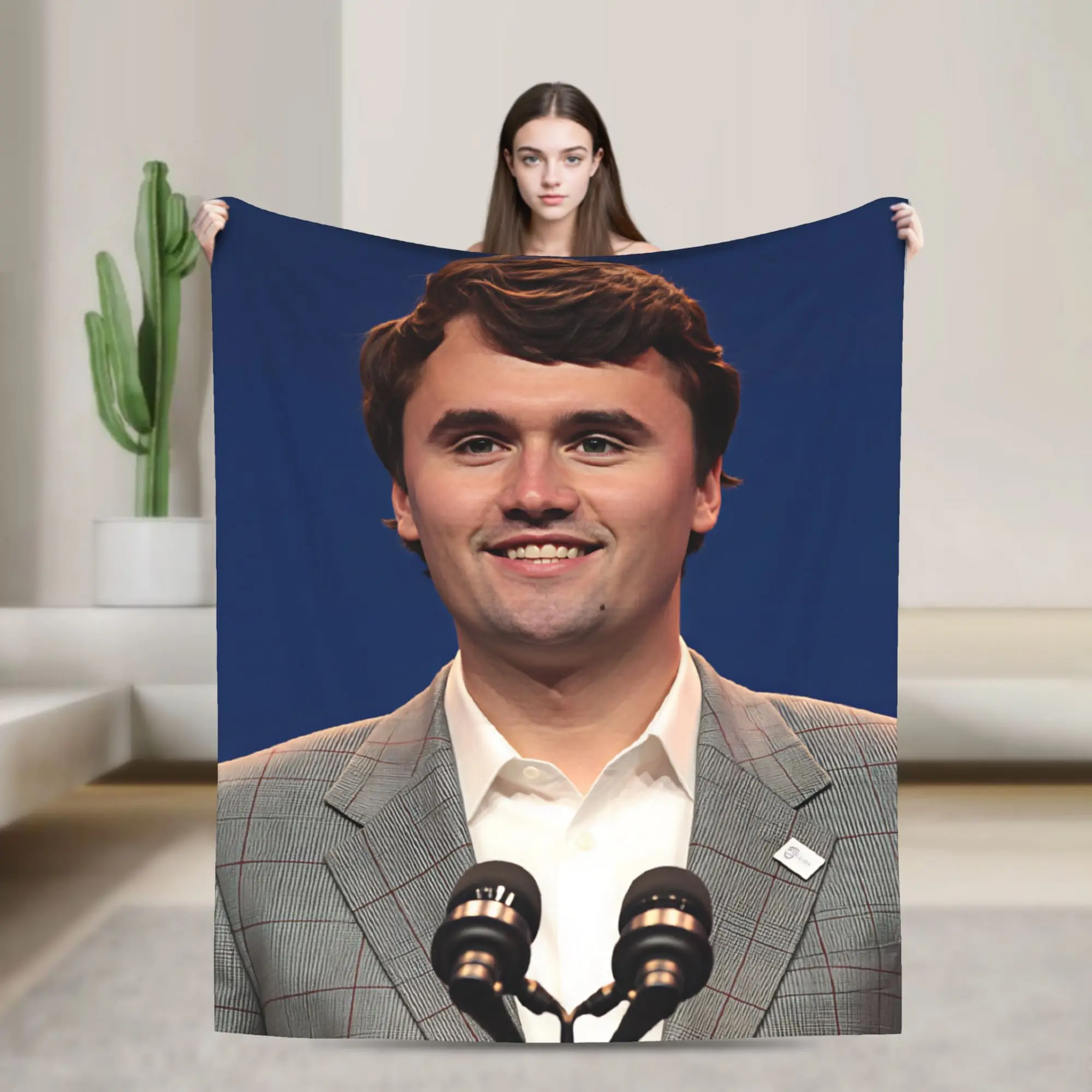 Charlie Kirk Podium Speech Soft Blanket  Print Travel Throw Blanket Living Room Flannel Bedspread Sofa Bed Cover