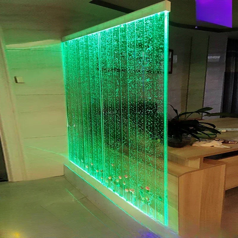 

Customized Large Acrylic Screen Water Curtain Wall Water Bubble Wall Creative Fish Tank Entrance