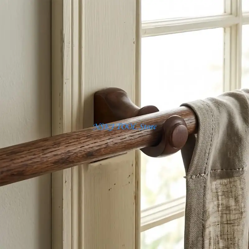 L8RC 2Pcs Open Curtain Rod Brackets Drapery Poles Holders Wall Mount Support Bracket For Living Room Bedroom