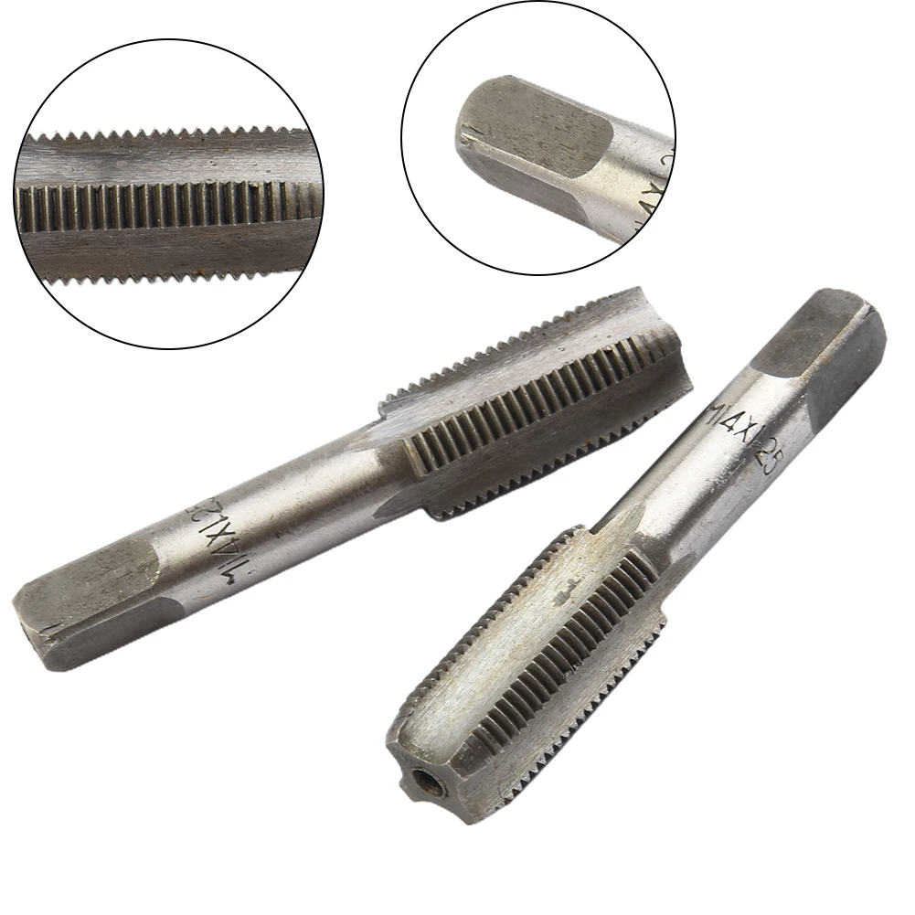2pcs HSS 14mm 1.25 Metric Taper Plug Tap Right-hand Thread M14 1.25mm Pitch High Speed Steel Metalworking Supplies Hand Tools