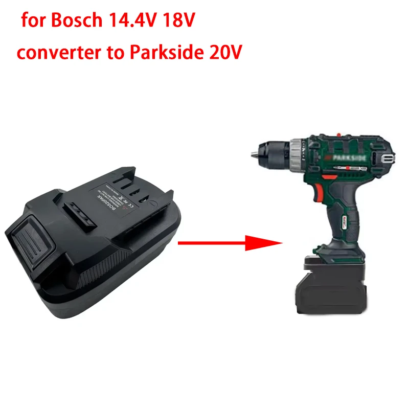 

Высококачественный адаптер аккумулятора, для литий-ионного аккумулятора Bosch 14,4 В 18 В BAT609 BAT618, преобразователь в литий-ионный аккумулятор Parkside 20 В PAP20A1