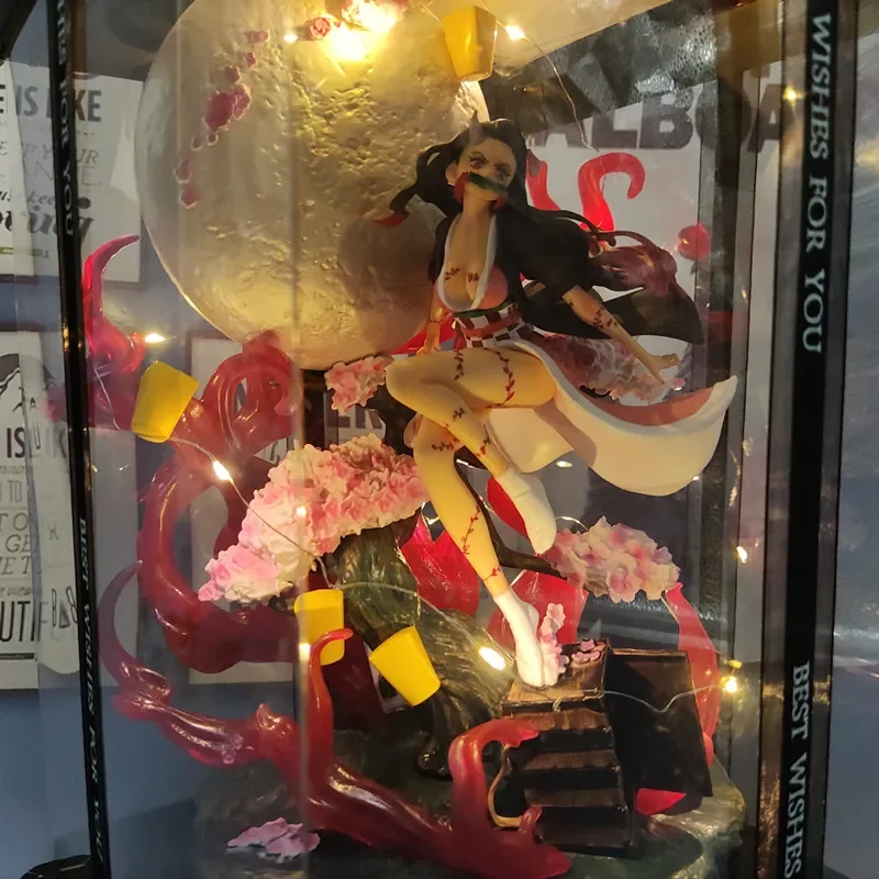 31cm LED light Anime Demon Slayer Kamado Nezuko Action Figure PVC Collection model home decoration decor birthday christmas gift - Image 2