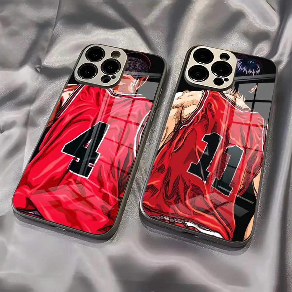 Classic Comics SLAM DUNK Phone Case New Cool Electroplated Glass Unique Fashion For IPhone 16 15 14 13 12 11 X Vivo Oppo