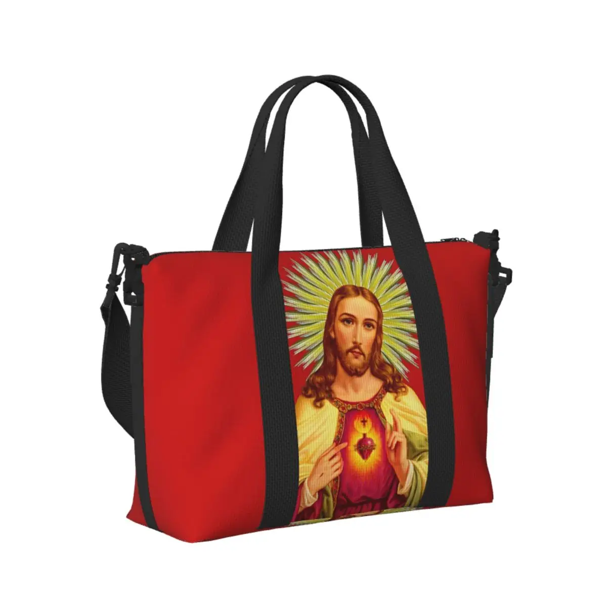 

Custom Jesus Biblical References Beach Travel Bag Large Capacity Tote Bags for Gym Sport Women Shopping Duffle Shoulder Bag