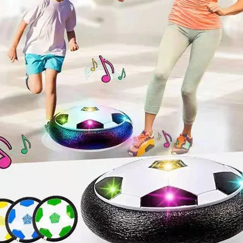 لعبة كرة قدم فقاعات رياضية LED مقاس 18 سم للأطفال مع موسيقى وأضواء عائمة داخلية متنقلة كرة قدم مسطحة