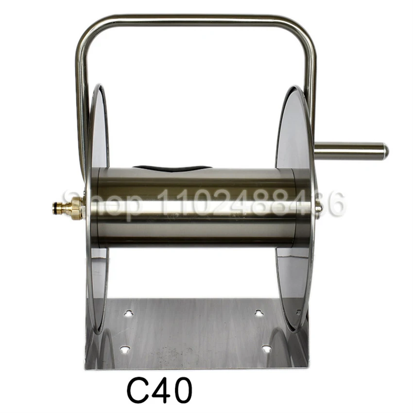 Portable Water Hose Reel Trolleys Wash Pipe Rack Heavy-Duty Stainless Steel Garden Irrigation Systems Holder Hose Wall Mount