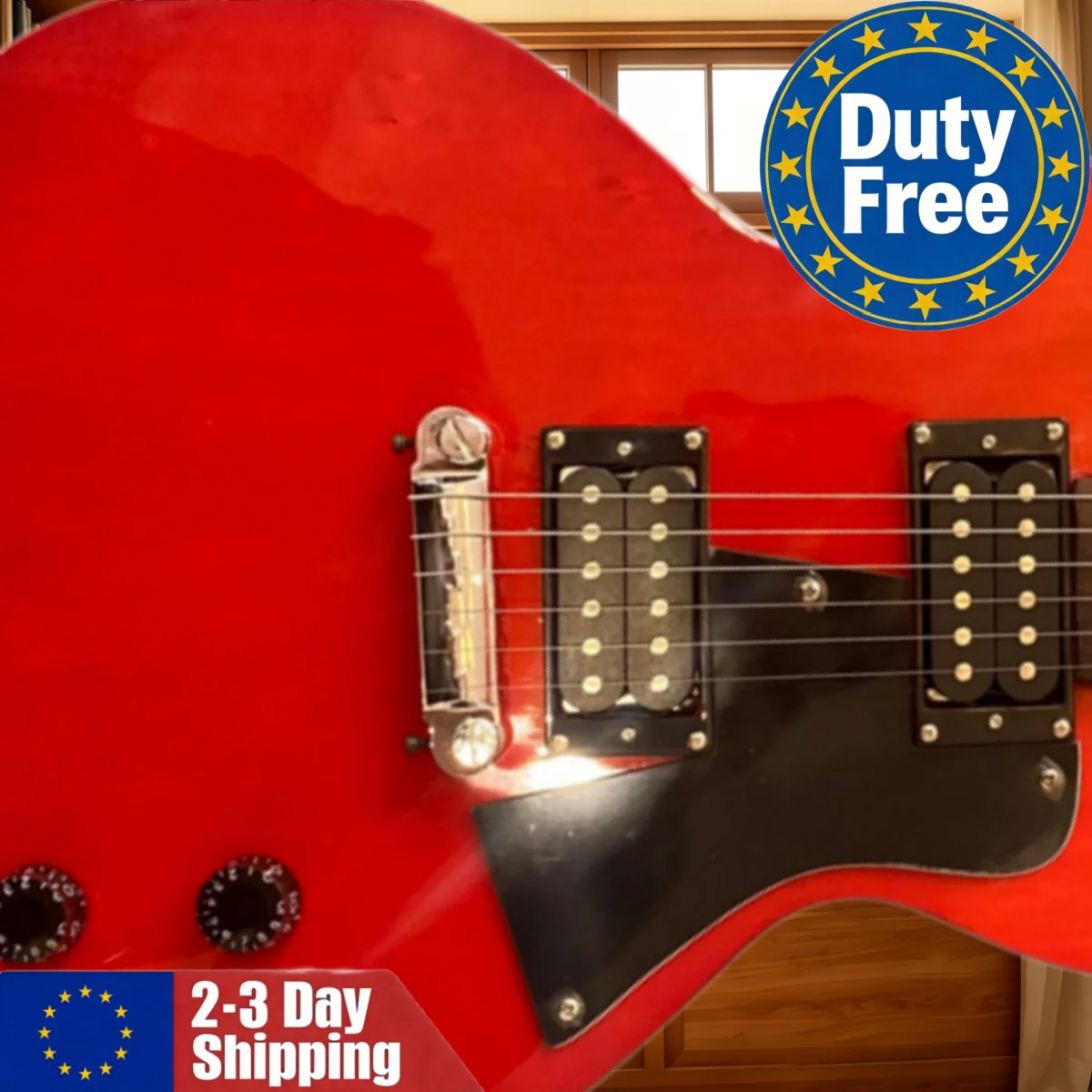 Sofort lieferbare rote Einsteiger-Rockgitarre mit fester Brücke, HH-Tonabnehmern und Palisanderhals – Einsteiger-Saiteninstrument für Musikliebhaber