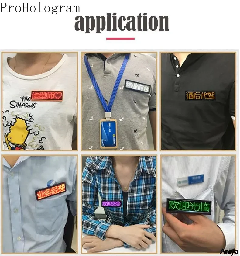 Rechargeable Bluetooth Digital LED Badge Insignia DIY Programmable Scrolling Message Board Mini LED Display LED Name Tag