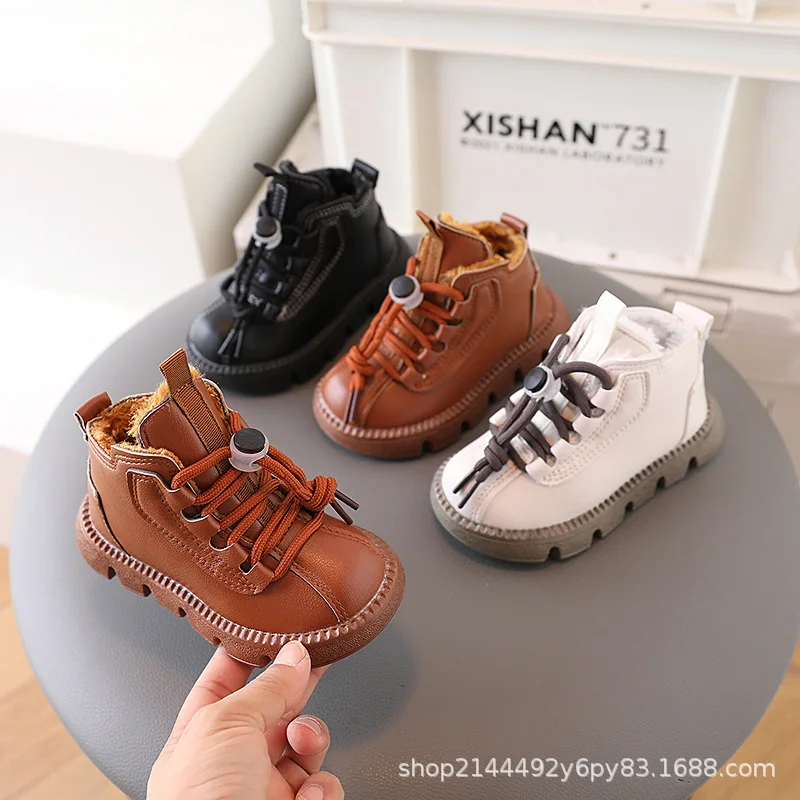 New Kids Autumn Winter Non-Slip Casual Boots Boy Girl Soft-Soled Retro Short Boots Comfortable Mid-Top Work Boots Baby Children