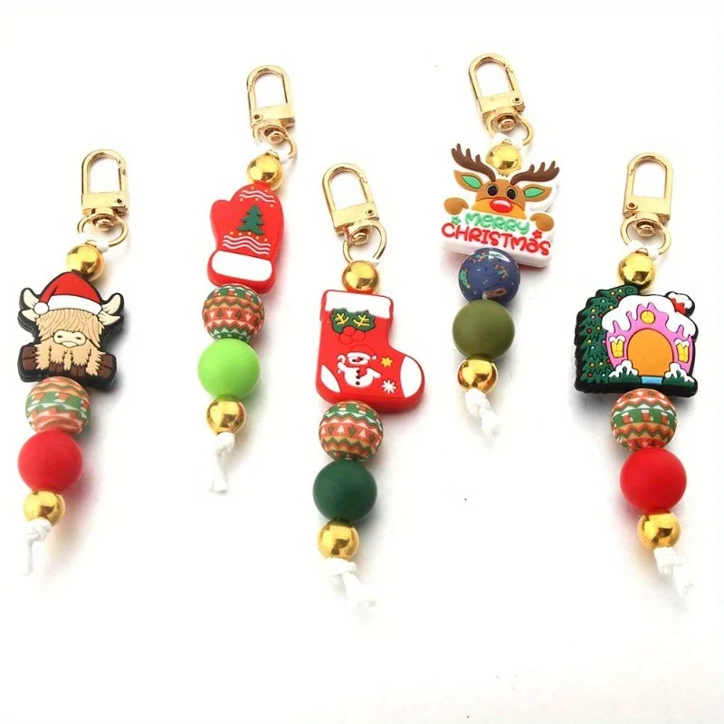 

Cartoon Silicone Keychain Women's Backpack Pendant Couple Bag Decoration Cute Cartoon Christmas Decoration