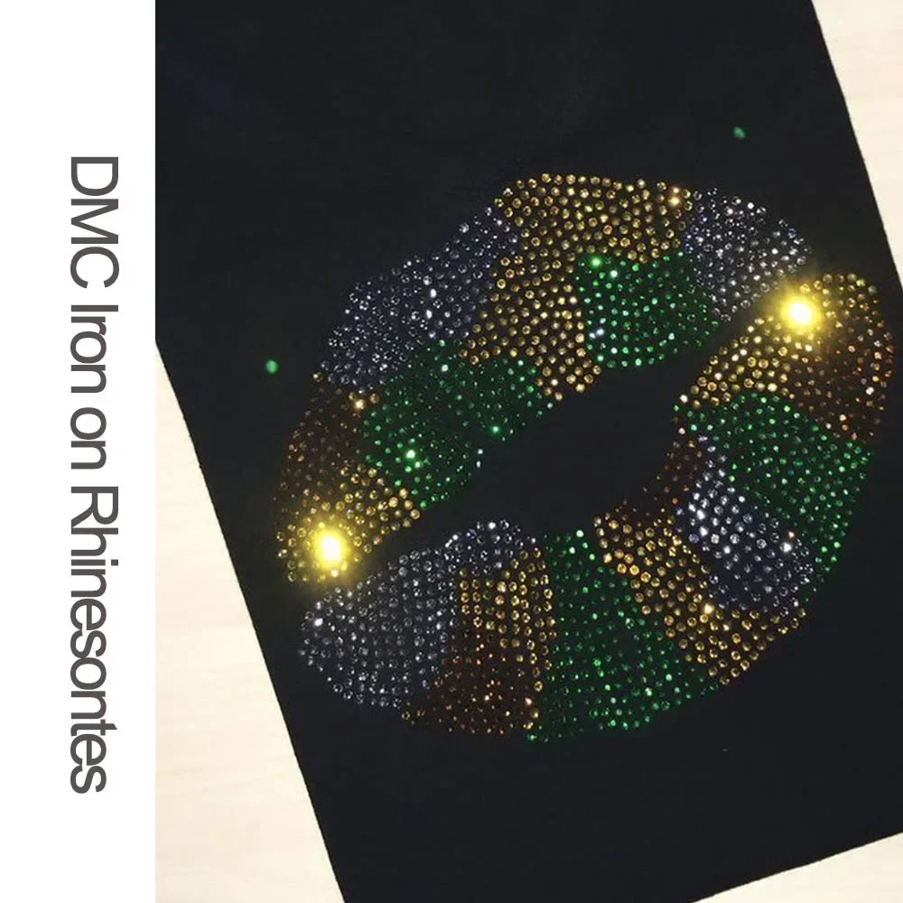 DMC-Glitter Crystal AB Hotfix Stones, strass hot fix, strass ferro em strass para vestido, artesanato DIY