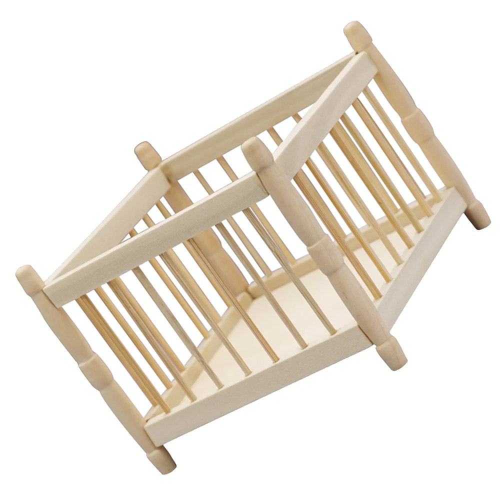 Mini Toys for Kids House Cot Home Decor Wood Bed Miniature Baby Wooden Lovely Furniture Child