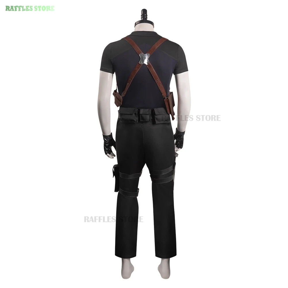 Resident 4 Remake Leon Kennedy Cosplay Costume Wig Fight Uniforms Biohazard Evil Cosplay Disguise Adult Men Halloween Carnaval