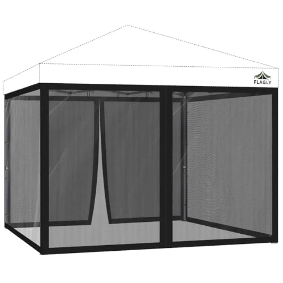 

10x10 Feet Mosquito Netting for Pop Up Canopy, Universal Bug Screen Tent Enclosure, Outdoor Canopy Mesh Net with Zipper Doors f